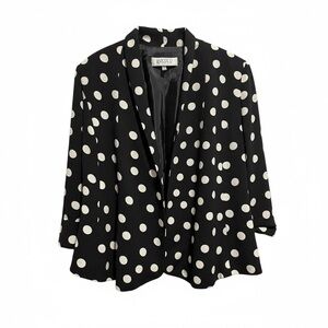 🖤 Kasper Polka Dot Shawl-Collar Swing Jacket — Size 10
